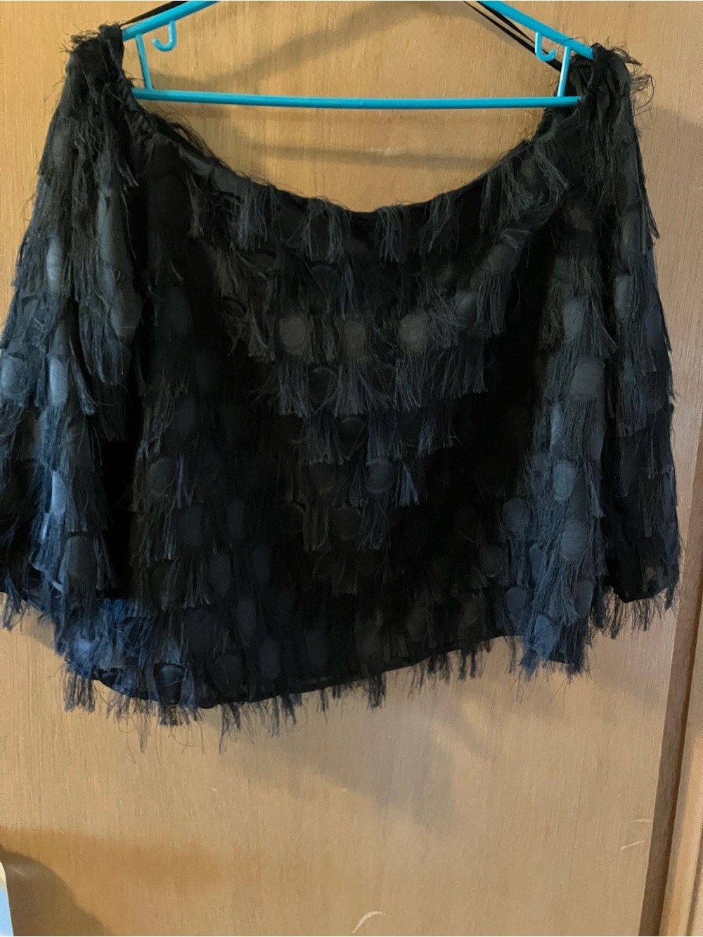 Zara Black A-Line Fringe Tiered Skirt